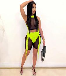 Sheer Mesh Sexy Two Piece Set Women Clothing Sets Summer Crop Top Biker Shorts Festival Bodycon 2 Piece Club Outfits for Women18019749