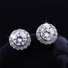 2020 New Arrival Friends 18K White Gold Plated Earings Big Diamond Earrings for Women White Zircon Earrings LBD243M