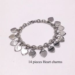 Rose gold Silver name charms Women Bracelets Stainless TURN TO Heart pendant chain Pulsera letters