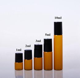 Rolle on Bottle 1ml 2ml 3ml 5ml 10ml Empty Portable Amber Glass Essential Oil Vial with Stainless Steel Roller Ball9021350