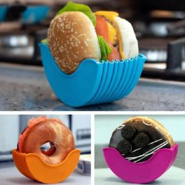 1pcs Burger Holders Silicone Hygienic Reusable Sandwiches Box Prevent Falling Apart Messy-Free Expandable Kitchen Accessories