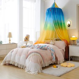 Children's Mosquito Net Printing Rainbow Children's Canopy Bed Valance Curtain Household Dome Shading Tent Free Installation