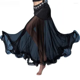 Stage Wear Women Belly Dance Skirt Sexy Splicing Mesh Fishtail Long Oriental Training Suit Lady Elegant Clothing