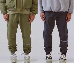 Nylon Track Pants Olive Black Reflective Logo Casual Lightweight Pants Men Hip Hop Streetwear7469940