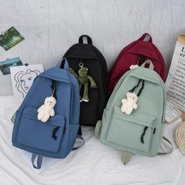 Backpack Fashion School Solid Colour Canvas Backpacks For Teenage Girl Casual Bag Women's Schoolbags Rucksack Travel
