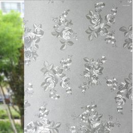 Window Stickers CottonColor Thickening Trans-Light Opaque Privacy Glass Film 3D Embossing Rose Static Cling 40-90cm