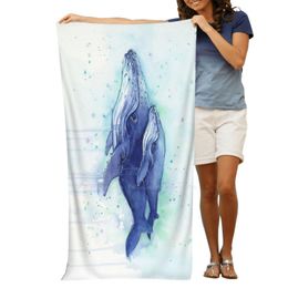 Humpback Whale Mom And Baby Painting Sport Towels Outdoor Hiking Cycling Swimming Whale Nursery Whale Calf Blue Whale Whale