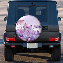 Beautiful Purple Butterfly Art Printed Spare Tire Cover Waterproof Tire Wheel Protector for Car Truck SUV Camper Trailer Rv 14"-