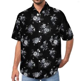 Men's Casual Shirts Retro White Flower Beach Shirt Pretty Floral Print Hawaiian Male Streetwear Blouses Short-Sleeve Custom Clothing