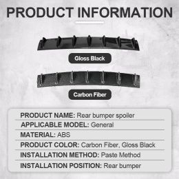 New Product Hot Sale Universal Car Rear Bumper Lip 7-Fin Shark Fin ABS Diffuser Bright Black Without Drilling