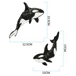 1PC Tiger Whale Embroidered Cloth Sticker With Adhesive Backing Applique DIY Clothes Stickers Patches For Clothing Accessories