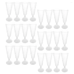Disposable Cups Straws 40 Pcs Glasses Milk Cup Champagne Goblet Tall Feet Party Plastic Red Goblets