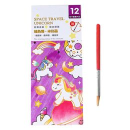 12 Sheets 5 Themes Self-contained Paint Drawing Coloring Book with Brush Pen Children Watercolor Graffiti Book Painting Tools