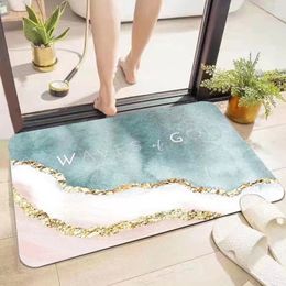 Minimalist Bathroom Absorbent Floor Mat Toilet Door Anti Slip Foot Mat Easy To Clean Diatomaceous Mud Mat