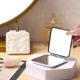 Mini Square Makeup Mirror Portable Hand Mirror Small Double-sided Miroir Folding Compact Clamshell Simplicity Mirror Beauty