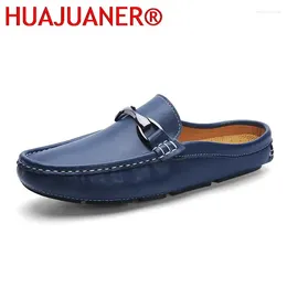 Casual Shoes Lofer Man Half For Men Formal Mens Loafers Leather Male Business Fashion Light Driving Flat