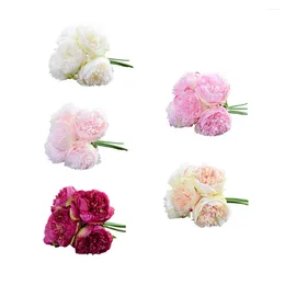 Decorative Flowers Silk Peony Artificial Flower Fake Bouquet Wedding Home For Party Xmas Shopping Mall Decoration Light Pink