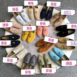 New type of soft sole with a sense of stepping on Faeces comfortable Lefu shoes bare Colour cashmere genuine leather bean shoes flat bottomed casual explosive womens sho