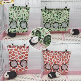 Hanging 3 Holes Hay Feeding Bag for Bunny Guinea Pigs Small Animal Feeder Rabbit Food Dispensers Bag Rack Cage Accessories