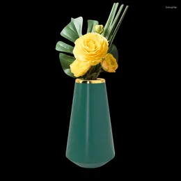 Vases Good Quality Arrival Green Vase Flower Ceramic Nordic With Gold Rim For Home Decor