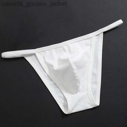 Underpants Mens sexy fabric large bag U-shaped conveyor short box solid Colour low rise thong soft knitting machine elastic breathable underwear C240411