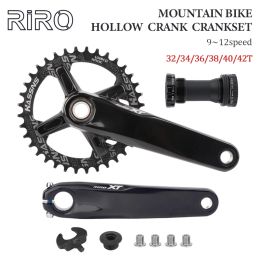 RIRO XT Integrated Crankset Mtb Bicycle Hollowtech Crank 2 Crowns Mountain Bike 104bcd Light Connecting Rods Double 32/34/36/38T