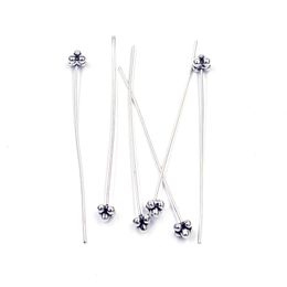 30Pcs Hat Head Pins Flowers Handmade Headpins Needle Zinc Metal Silver Bronze Tone Jewelry DIY Findings Charms Accessories 0.7mm