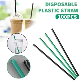 Disposable Cups Straws 100Pcs Plastic Straw 21cm Long Wedding Party Cocktail Drinking Supplies Kitchen Accessories Individual Packaging DIY