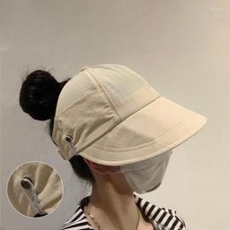 Visors Hollow Top Speed Dry Hat Sunscreen Summer Can Tie Female Fabric Outdoor Sunshade