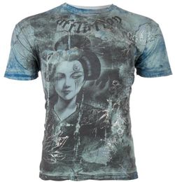 Mens TShirt AFFLICTION Mens TShirt GEISHA STARE Tattoo Motorcycle Biker MMA Jeans Gym tops S3XL8493590