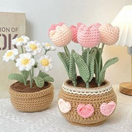 Handmade DIY Tulip Flowers Plant Potted Crochet Knitting Kit for Adults Kids Crochet Starter Knitting DIY Knitting Crocheting