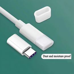 Silicone Type C Data Cable Dust Plug Cover Universal Anti-lost USB Type C Cable Sleeve Protector with Rope Charging Cord Wrap