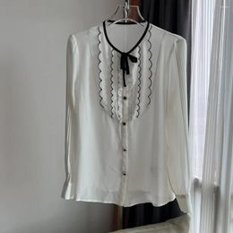 Women's Blouses Spring And Summer Silk Shirt Custom Diamond Buckle All Matching Pieces