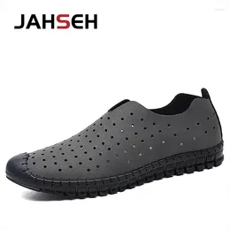 Casual Shoes Men Genuine Leather Hollow Breathable Handmade Loafers Summer Driving Sneakers Zapatillas Hombre Size 38-48