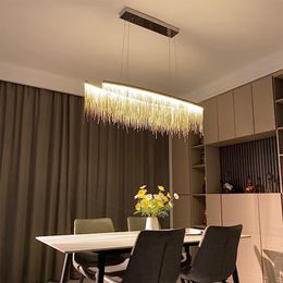 LED Tassels Pendant Chandelier for Dining Room Kitchen Island Soft Hanging Chain Lamp Creative Home Decor Lighting Fixture