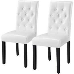 Dining Chairs with Waterproof Leather Surface and Rubber Wood Legs Modern Style Tufted for Kitchen Living Room Bedroom Lounge