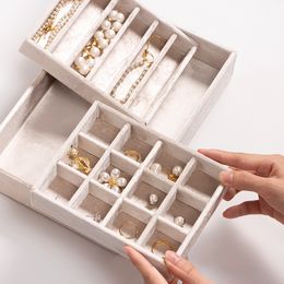 Flannelette Jewelry Storage Box Household Multilayer Multifunctional Jewelry Tray Large Capacity Accessories