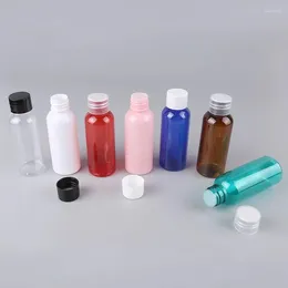 Storage Bottles 200pcs White/Black Plastic Screw Lid 1.7oz Empty Clear PET Round Cosmetic Packaging Bottle Travel Refillable Container