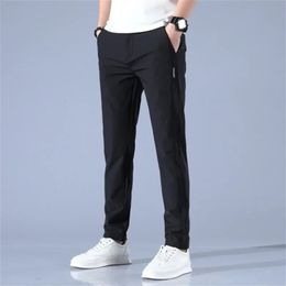 Korean Mens Golf Slim Fit Pants Ice Silk Breathable Leisure Sports Fashion 240411