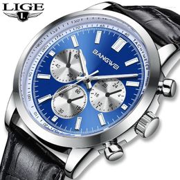 Wristwatches LIGE Hour Top Men Fashion Quartz Watch Man Clock Sport Watches Mens Leather Strap Wristwatch Relogios Masculino