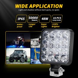 4Pcs 48W White Mini Work Light LED Running Lights Bar Off road Spotlight 12V 24V For Jeep Truck Car Motorcycle Tractor SUV ATV