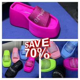 Designer Sandals Luxury Slippers Womens Velvet material rhinestone Velcro tape party Soft Room GAI Platform Slip-On Size 35-42 10cm heel party formal