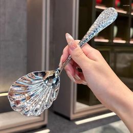 Forks Large Shell Dividing Spoon Stainless Steel Mixing Restaurant Utility Deep Hammer Grain Handle Soup