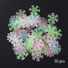 50Pcs 3D Luminous Snowflake Glow In The Dark Light Home Garden Fluorescent Decal