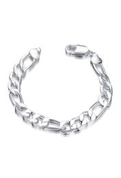 925 Silver Charm Chain Bracelet men 10MM 8 inches long Figaro chain 10pcs lot21619269038306