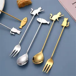 Coffee Scoops Spoon Ideal Gift Choice Made Of Stainless Steel Knife And Fork Cute Unique Design Creative Portable Tableware Durable