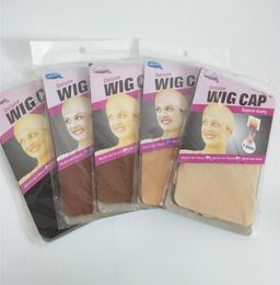 Deluxe Wig Cap 24 Units12bags HairNet For Making Wigs Black Brown Stocking Wig Liner Cap Snood Nylon Mesh Cap In 5 Colors2498917