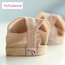 Dance Shoes Two Holes Mesh And Cow Suede Professional Belly Toe Pad Modern Half Lyrical Sandals Paws Foot Thongs