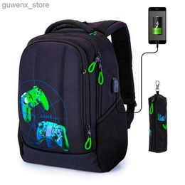 Backpacks High quality Skyname Boys School Bag 3D Waterproof Backpack for Children USB Charging Multi functional Book Bag Mochilas Y240411