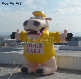 8mH (26ft) with blower Newest Standing Inflatable Hippo Cartoon Air Blown Mascot For Outdoor Party Event Exhibition/Advertising